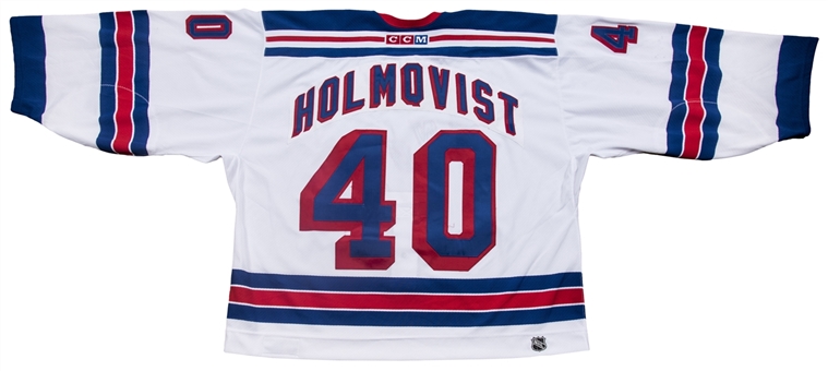 2002-2003 Johan Holmqvist Game Used New York Rangers White Jersey (NHL/MeiGray)